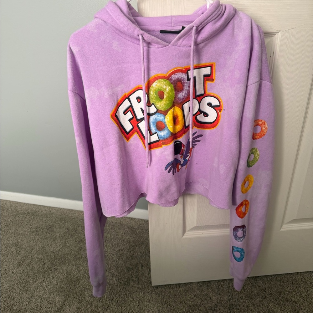 Froot Loops Purple Cropped Hooded Sweatshirt